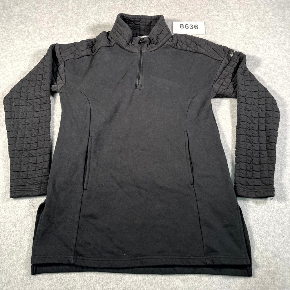 Columbia Sweater Mens XS Black Quilted Mixed Media Quarter Zip Outdoor Winter